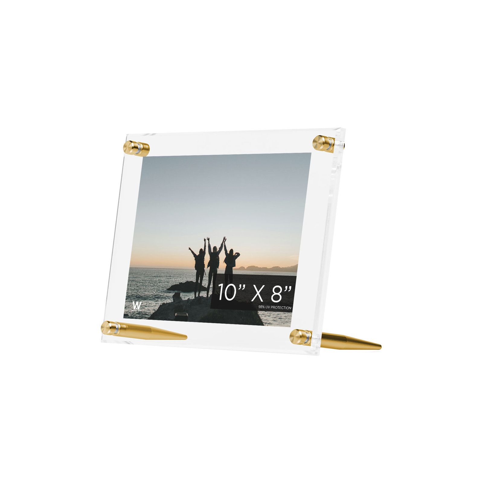 Acrylic Bevel Tabletop Float Frames, Gold, 8" x 10"