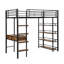 Lit mezzanine avec bureau et tablettes, noir-1688054807