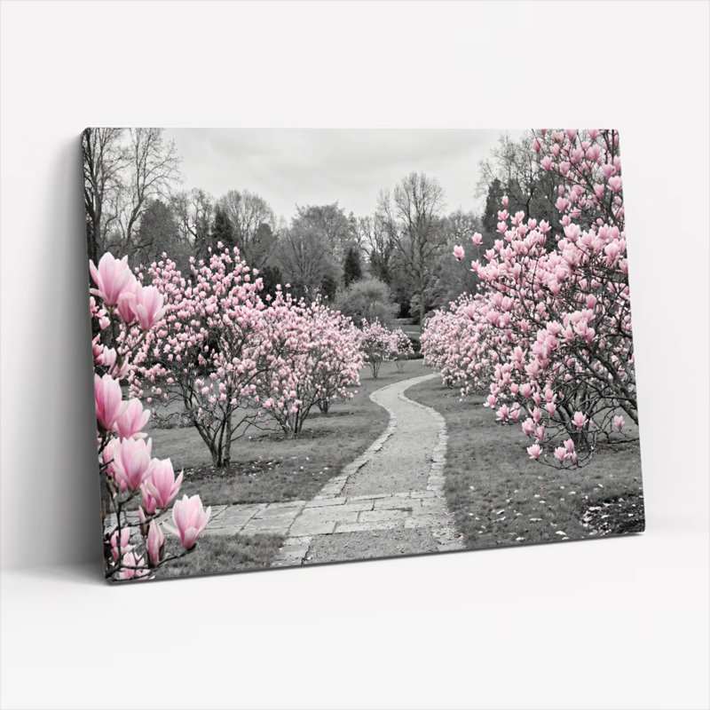 «Gallery Wrap», art mural sur toile pour le salon, la chambre à coucher, le bureau ou le vestibule - décoration murale décorative avec fleur rose