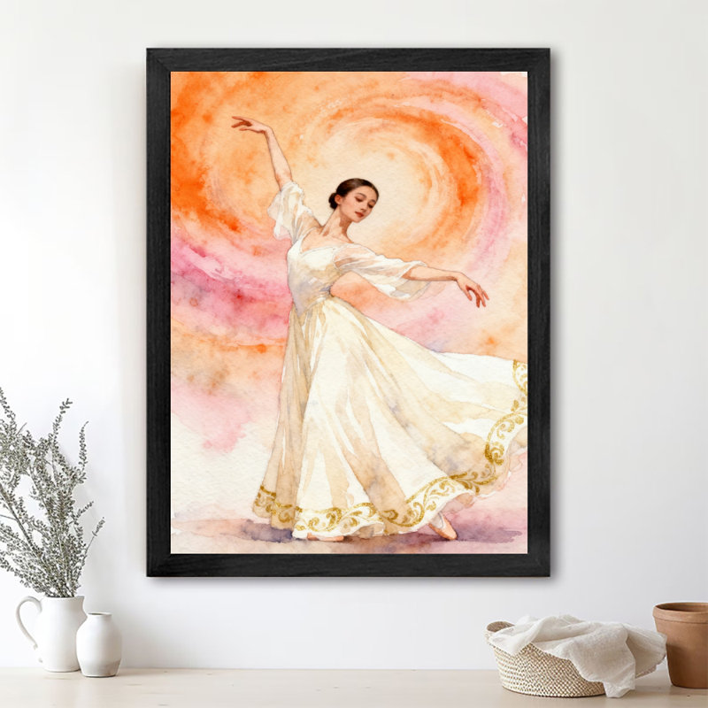 Art encadré noir, une danseuse de ballet élégante et dynamique, impressions encadrées de style rétro, H 11 po x l 9 po