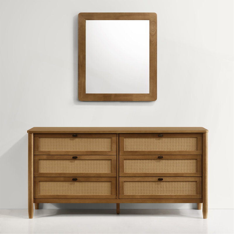 Commode 6 tiroirs avec miroir Vichy