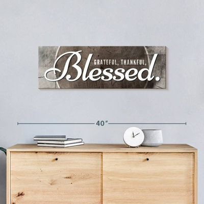 Blessed Grateful Typography Canvas Print