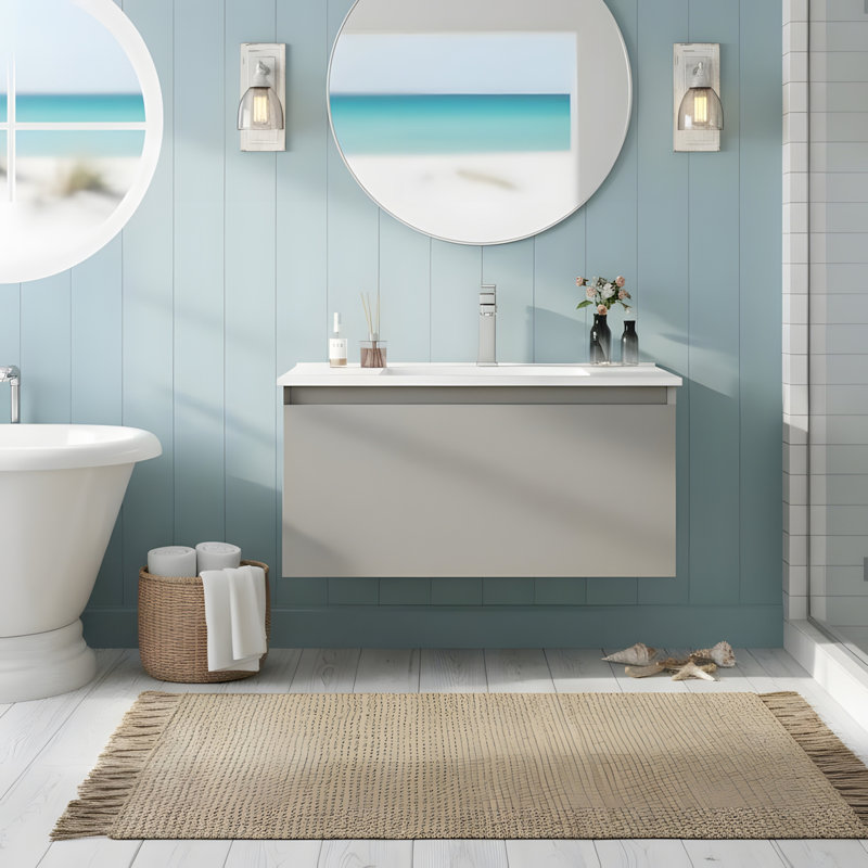 Meuble-lavabo mural 32 po, Gris