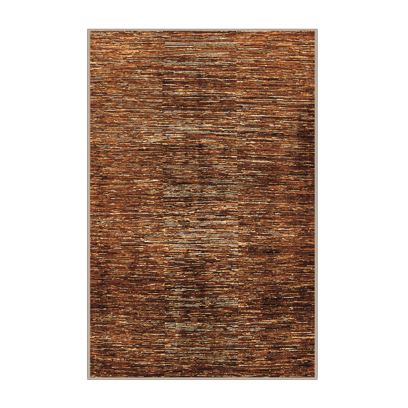 Tapis orange / brun en chenille / polyester tissé à la machine Jassir, Rectangle 8 pi x 10 pi