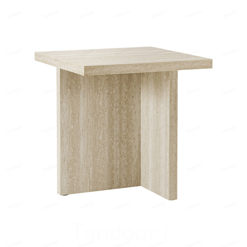 Table d'appoint, H 24 po, table de bout, table de bout, salon, table de chevet, chambre à coucher, stratifié aspect pierre de travertin