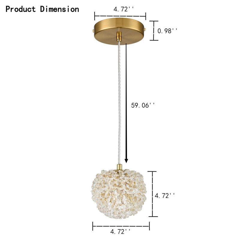Modern Gold  Crystal Pendant Light With G9 Bulb Adjustable Height