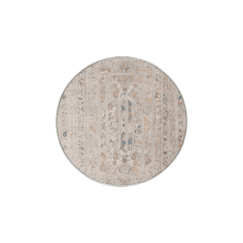 Machine Washable Beige Area Rug, Round 8'