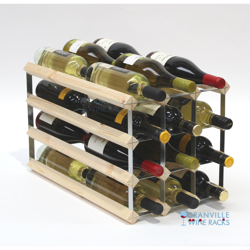 24 Bottle Floor Wine Bottle Rack, Natural Pine