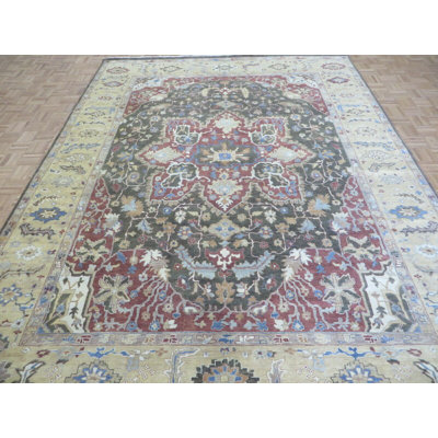 Tapis oriental vert Oushak noué à la main 9 X 12 B7C84E00A75042C38305FDFE0B8D71C2