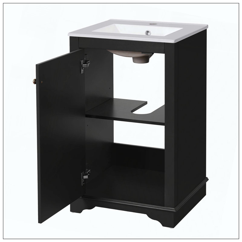 Tablette de porte de meuble-lavabo autoportant en céramique, Black