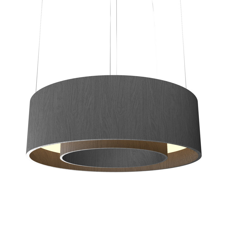 Cilíndrico 1 - Light LED Chandelier, 9.84" H x 23.62" W x 23.62" D, Organic Gray