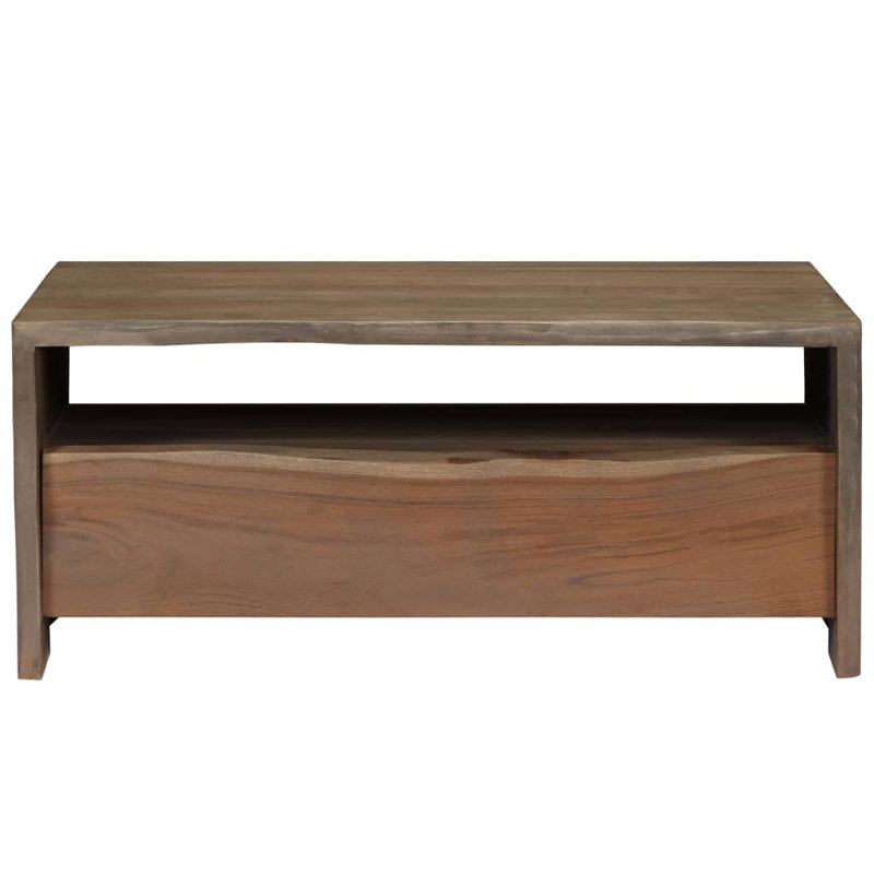 Paulina Solid Wood Sled Coffee Table with Storage, Grey
