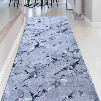Tapis abstrait en polyester tissé à la machine gris anthracite Hatchell