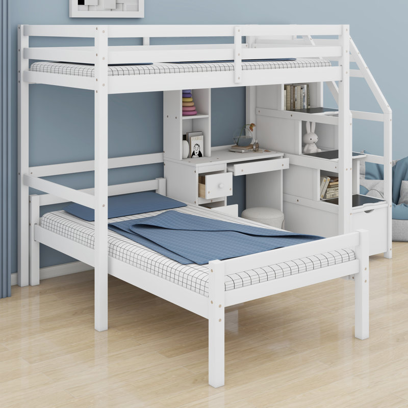 Lit mezzanine avec lit autonome, Blanc