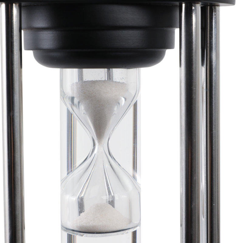 Decorative Glass Hourglass with Metal Frame Sculpture for Home Decor - ModernSand Timer Object Accent for Office Desk or Living Room Decoration - Brown