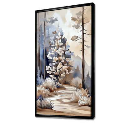 «Beige Blue Dreamy Spring Forest Walk - Moody», reproduction d'art sur toile