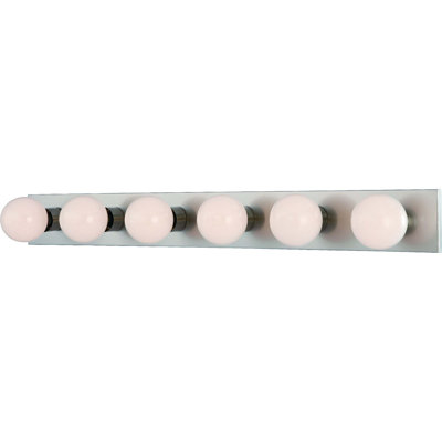 6-Light Indoor 36"W Brushed Nickel Wall Mount Vanity Light Bath Bar