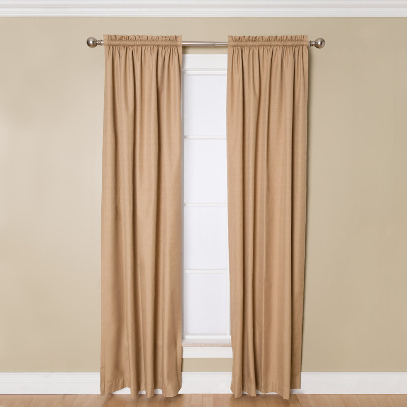 Syreeta 100% Polyester Room Darkening Solid Color Curtain Panel with Rod Pocket Top, 40" W x 84" L, Cafe