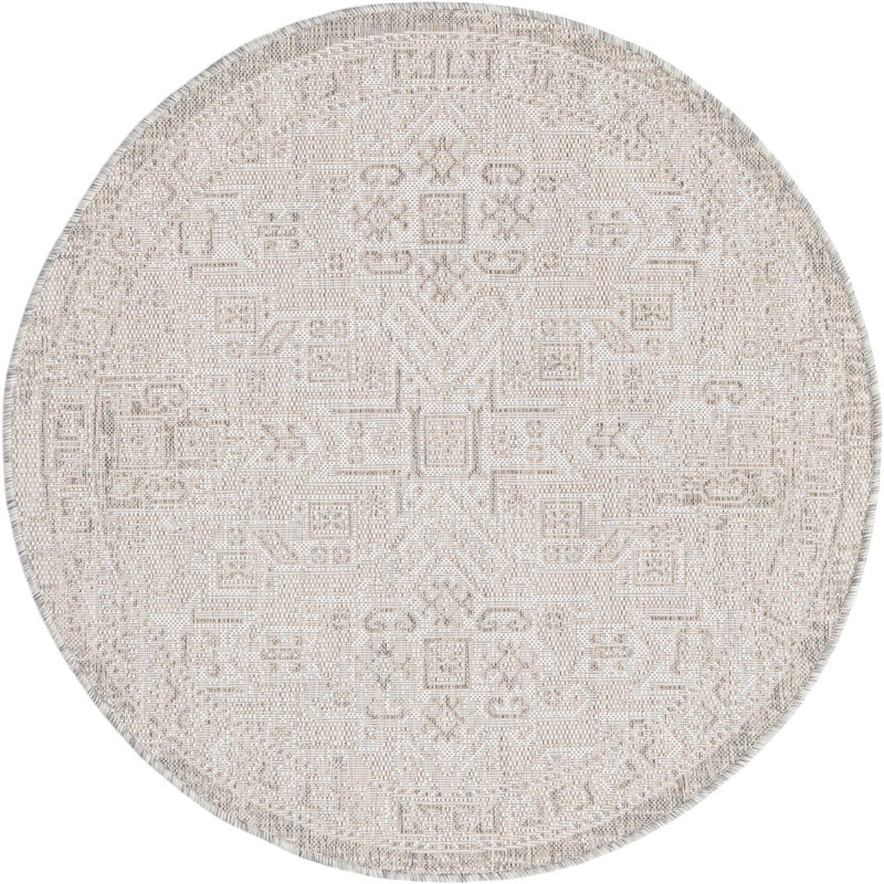 Tapis d'extérieur couleur beige, Rond 4 pi