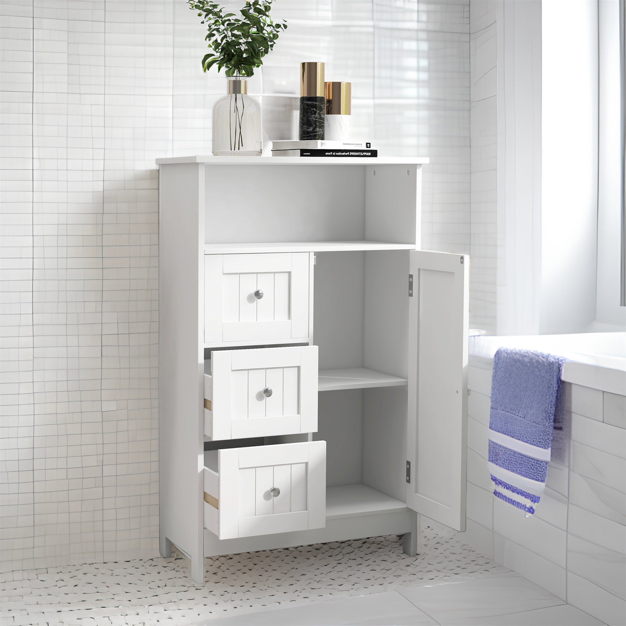 Red Barrel Studio® Stefenie Freestanding Bathroom Cabinet | Wayfair