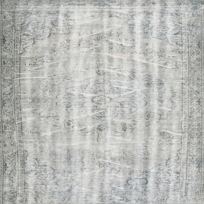Tapis décoratif gris en laine shumake oriental, Carré 6 pi