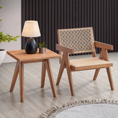 Fauteuil d'appoint beige et naturel