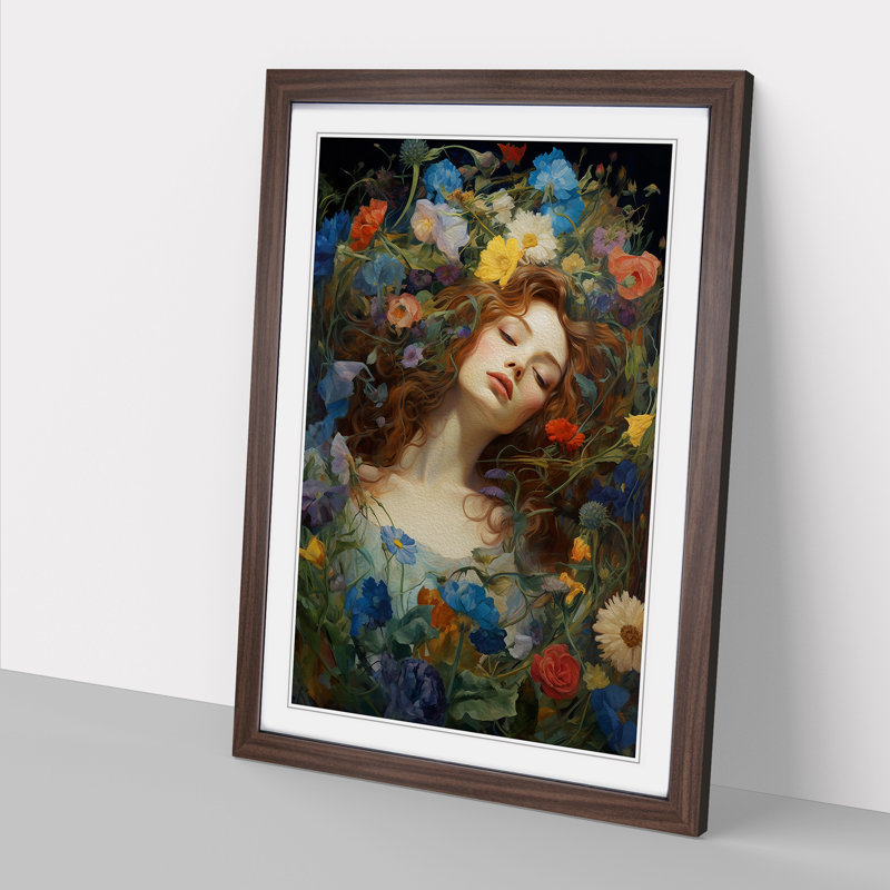Wildflowers Renaissance - Framed Print, 34cm H x 25cm W x 2cm D, Walnut