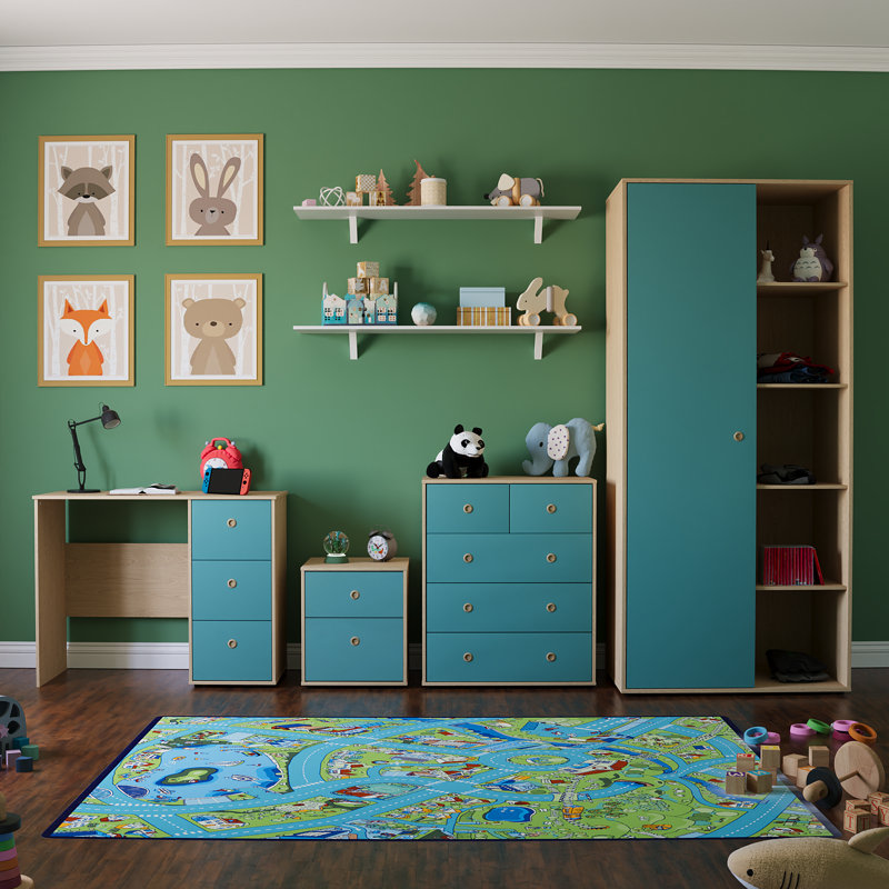 Kaeson Bedroom Set, Blue/Oak