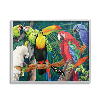 «Tropical Rainforest Birds», art de la giclée encadrée par Christine Reichow