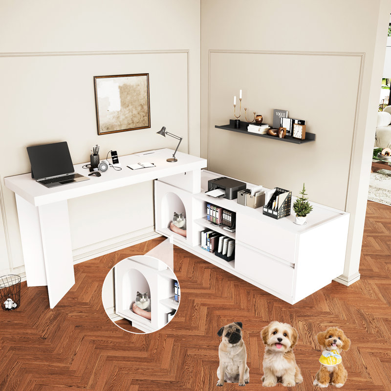 L-Shaped Writing Desk, White