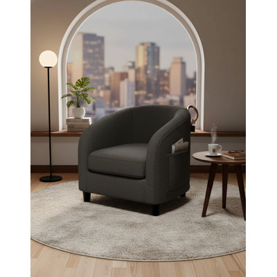 Chaises demi-tonneau en velours avec coussin moelleux