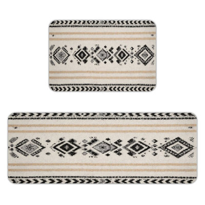 Boho Geometric Diamond 2-Piece Kitchen Floor Mats
