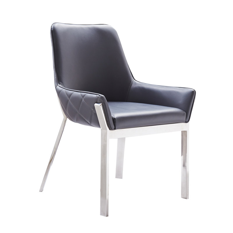 Chaise d'appoint rembourrée et capitonnée, gris
