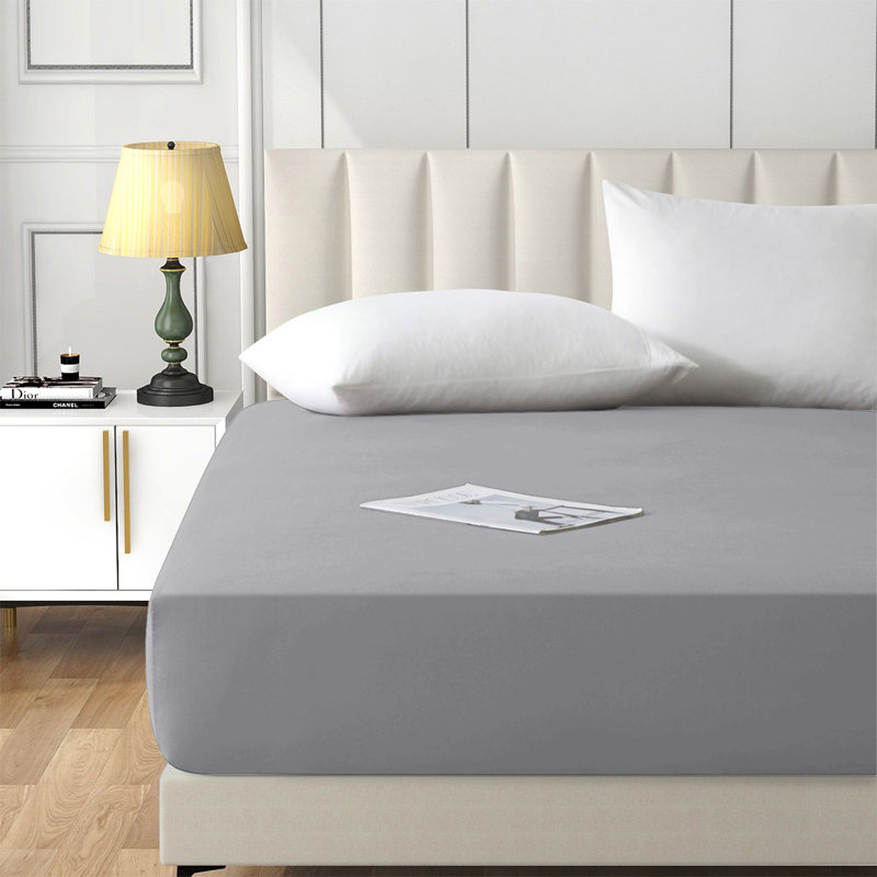 Brushed Microfiber 40cm Deep Fitted Bed Sheet, Silver, Super King (6')