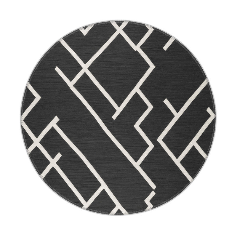 Tapis gris intérieur et extérieur Trellis, Rond 5 pi