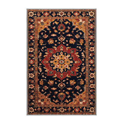 Machine Washable Persian Purple Area Rug