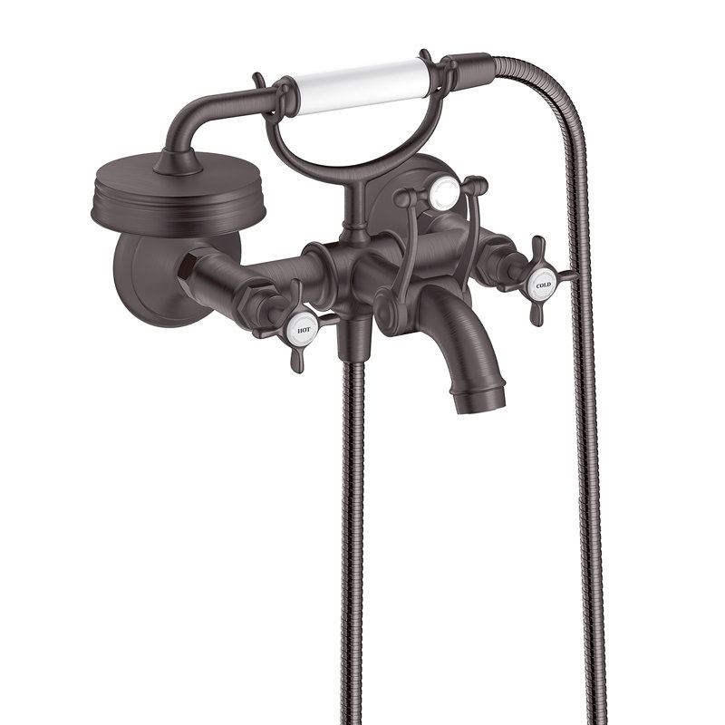 Montreux Tub Filler with Diverter, Brushed Black Chrome