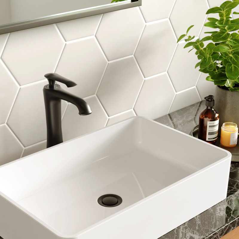 Robinet de salle de bain monocorps et monocommande avec bonde escamotable Karran Woodburn, Noir mat