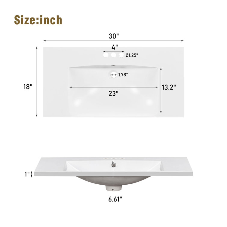 Ronning 30 Bathroom Vanity with Single Sink-Combination Under Counter Sink and Storage Cabinet Vanity Winston Porter Base Finish: White