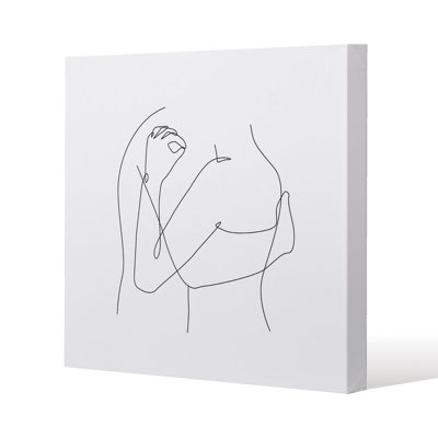 line art hug Slim Style Canvas Print , 15mm Slim Real wood.