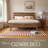 Queen Size Bed Frame with Headboard & Footboard, Solid Wood Platform Bed, Metal Legs,12 Durable Slatted Structure, No Box Spring Needed, Anti-Noise & Slip-Free, Easy Assembly, Walnut Finish-1787718914-1787718926