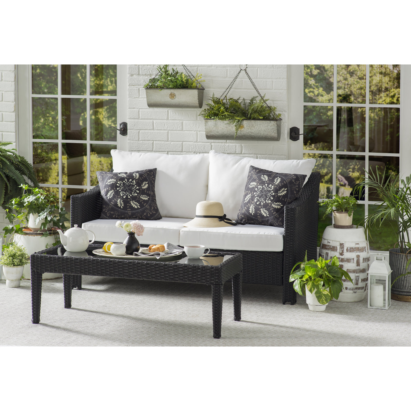 Diamond Handwoven Indoor/Outdoor Rug, Rectangle 3' x 5', Platinum/White