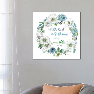 Floral Scripture Wreath II by Carol Robinson - Wrapped Canvas Print