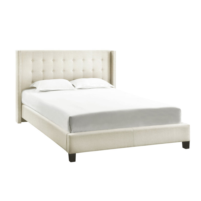 Kaster Upholstered Wingback Bed, Queen, Cream