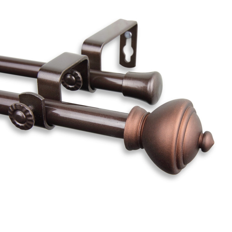 Tringle à rideaux double Plewak, 28 po - L 48 po, Cacao