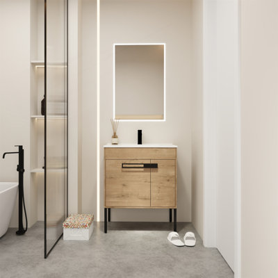 Meuble-lavabo de 30 pouces avec lavabo, conversion autoportante ou flottante, options d'installation double pour une conception de salle de bain polyvalente