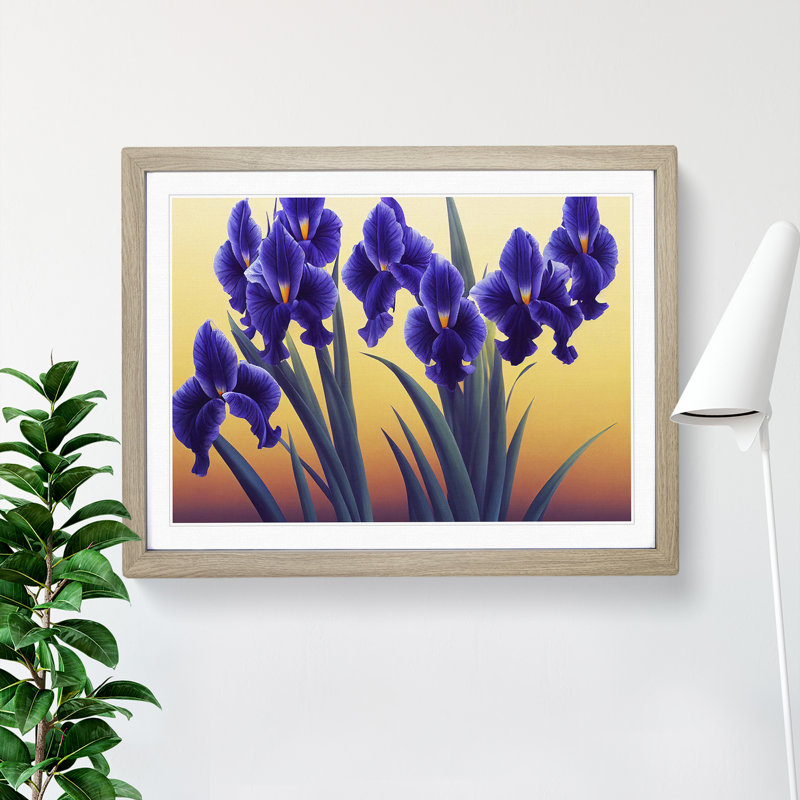 Excellent Iris Flowers - Framed Print, 34cm H x 46cm W x 2cm D, Oak