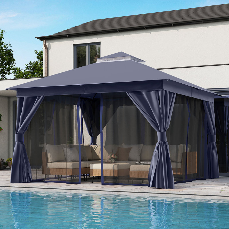 Pavillon de jardin en acier, Marine, H 112,8 po x l 144 po x P 144 po