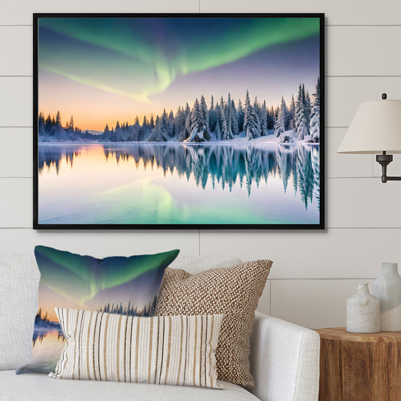Alaska Northern Light sur impression sur toile, H 30 po x l 40 po x P 1,5 po, Toile noire