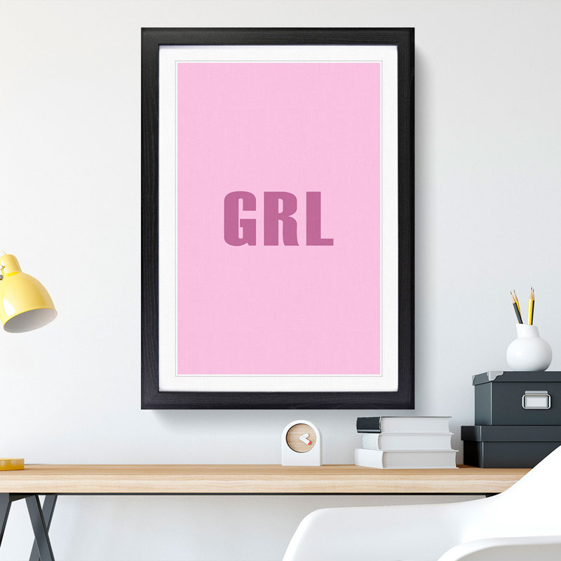 Grl - Picture Frame Typography, 36cm H x 27cm W x 2cm D, Black Framed